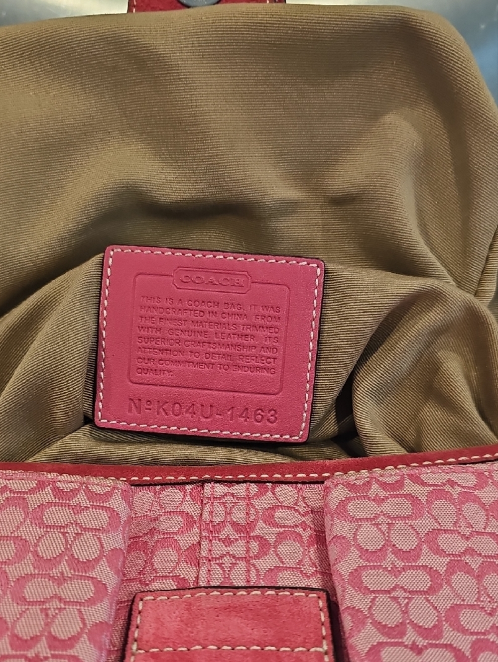 Coach Pink Signature Jacquard Buckle Shoulder Bag - Picture 6 of 8